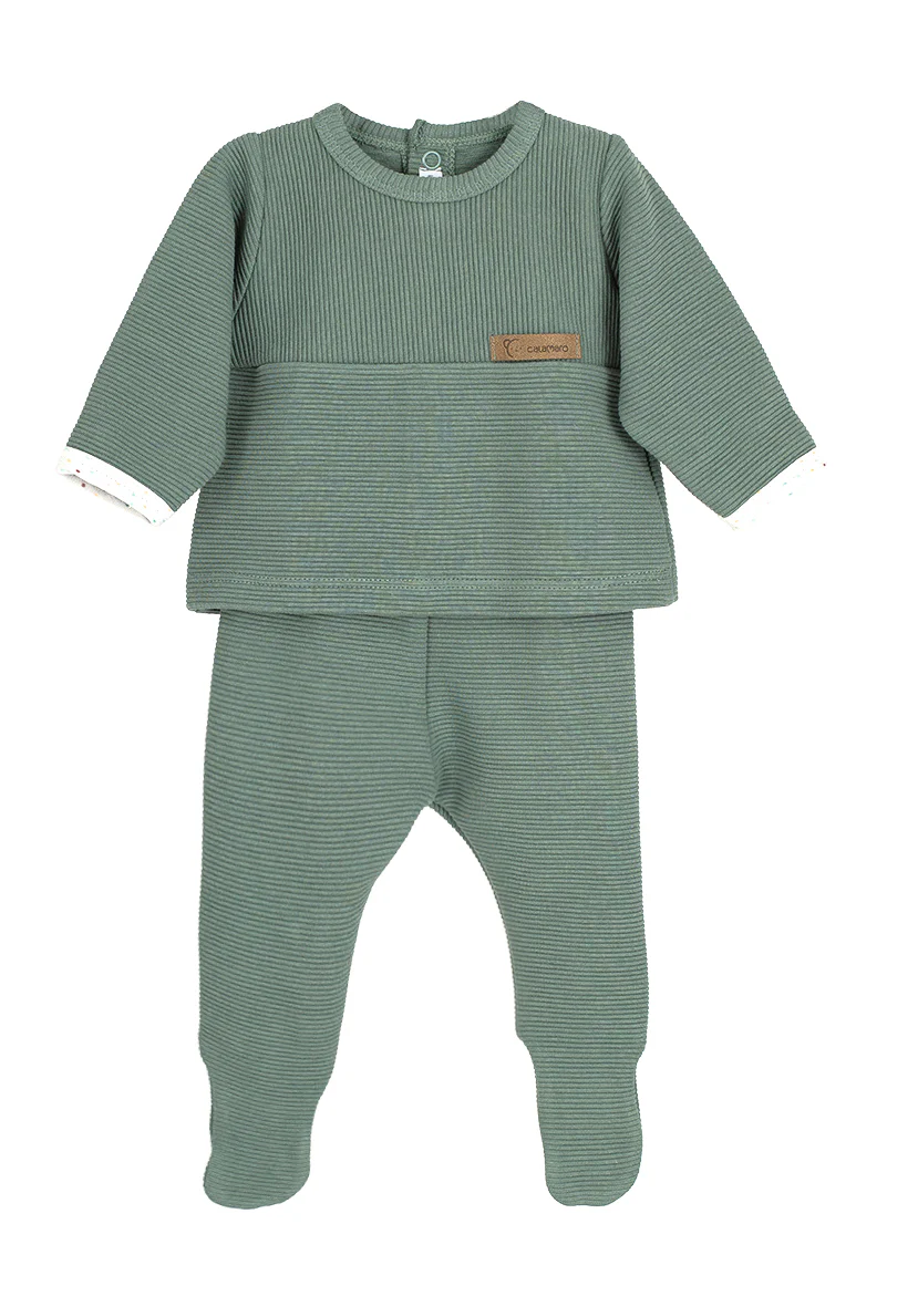 Conjunto Polaina Céfiro Verde Mint Calamaro | Primera Puesta Bebé 0-6 Meses