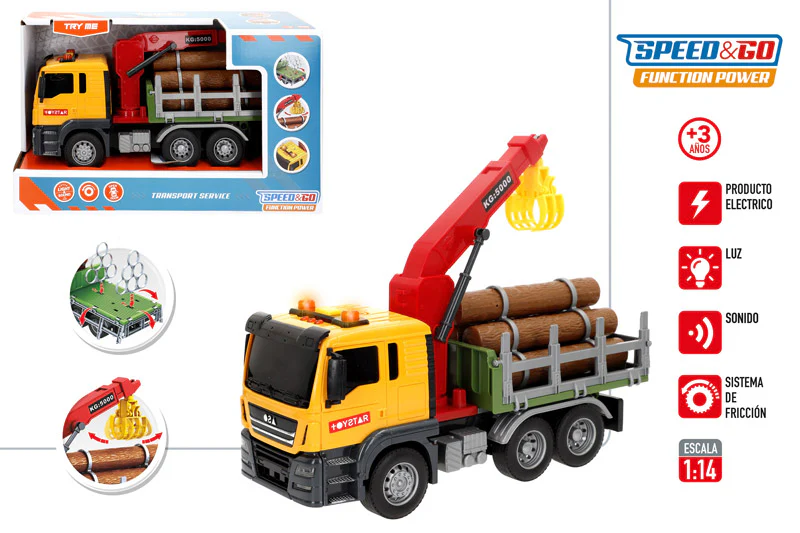 Camión Maderero 1:14 con Luz y Sonido (Fricción)-Speed&Go