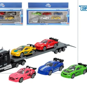 Camión Transportador con 5 Coches Metálicos (2 Modelos Surtidos) Speed&Go