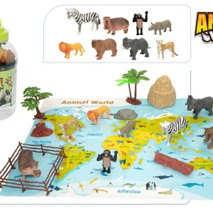 Bote 19 Animales de la Jungla con Accesorios (D16x21 cm) Animal World