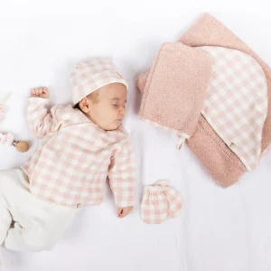Pack Recién Nacido Regalo Vichy 🎀 Conjunto, gorro y manoplas 100% algodón