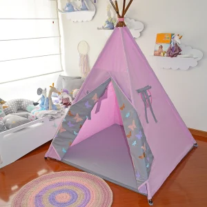 Teepee rosa/gris mariposas