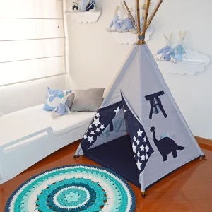 Teepee Gris claro estrellas dinosaurio