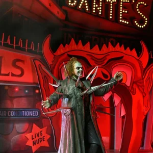 BEETLEJUICE (1988) TRENCHCOAT WITH SPIKES DIORAMA INFERNO ROOM DELUXE SET NECA FIGURA ARTICULADA