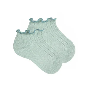 Calcetines tobilleros bebe de canalé con puño en curling contrastado bruma Cóndor