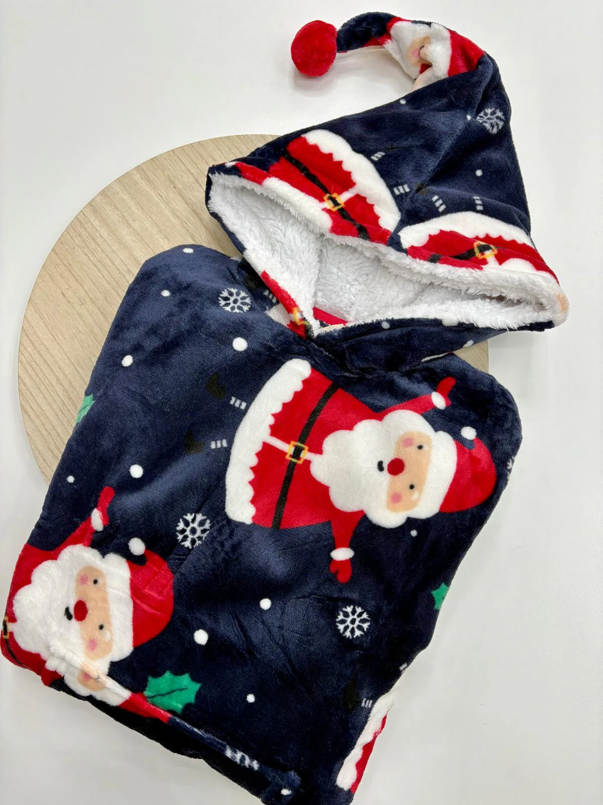 Bata Manta Navidad Familiar Tipo Sudadera | Papá Noel con Gorro y Pompón 🎄 Para toda la Familia